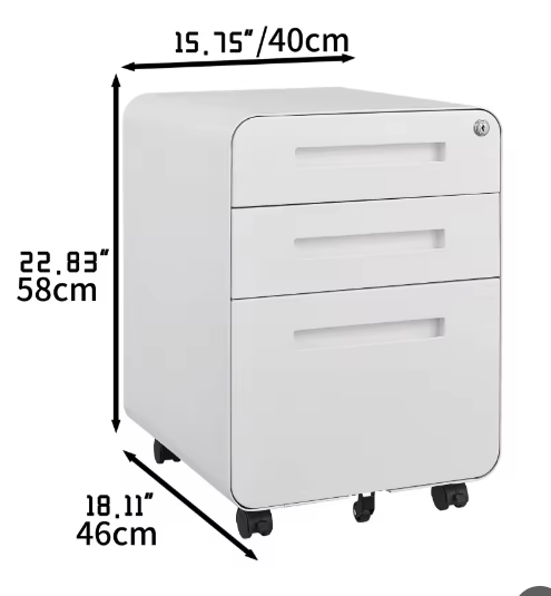 Mobiele Archiefkast met 3 Laden – Afsluitbare Metalen Kantoorkast voor A4 en Letter Documenten