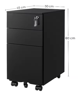 Verrijdbare archiefkast met 3 lades en slot