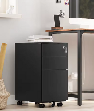 Verrijdbare archiefkast met 3 lades en slot