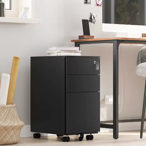 Verrijdbare archiefkast met 3 lades en slot