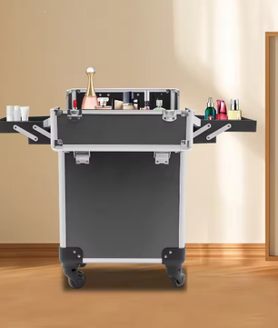 Professionele make-up trolley met wielen en aluminium behuizing