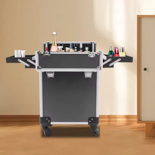Professionele make-up trolley met wielen en aluminium behuizing