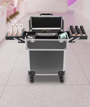 Professionele make-up trolley met wielen en aluminium behuizing