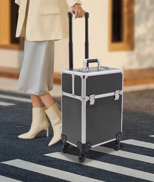 Professionele make-up trolley met wielen en aluminium behuizing