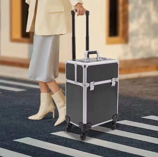 Professionele make-up trolley met wielen en aluminium behuizing