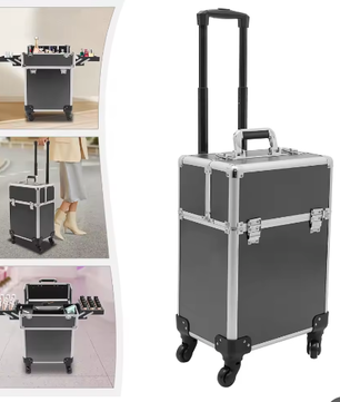 Professionele make-up trolley met wielen en aluminium behuizing