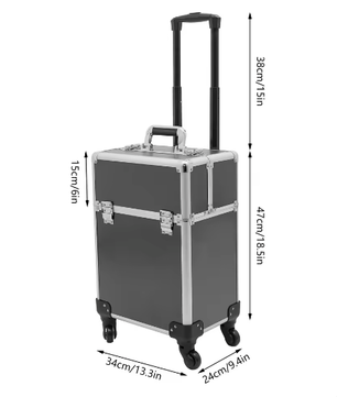 Professionele make-up trolley met wielen en aluminium behuizing