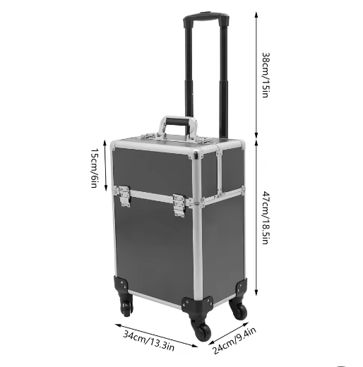Professionele make-up trolley met wielen en aluminium behuizing