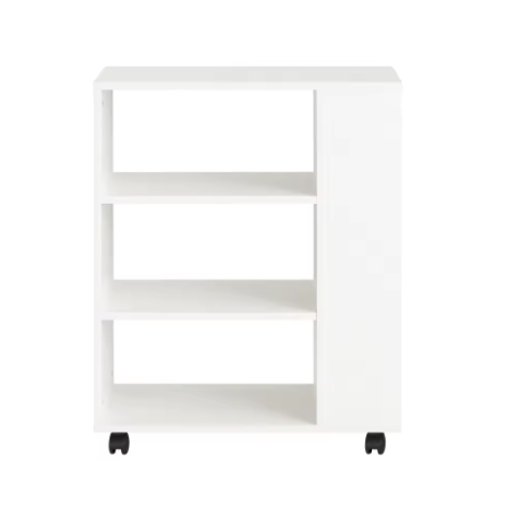 Printertafel op wielen met 7 open vakken – kantoor trolley