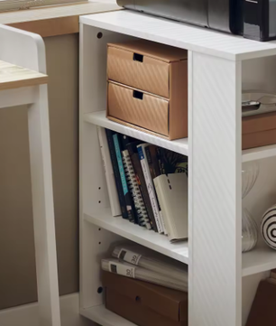 Printertafel op wielen met 7 open vakken – kantoor trolley