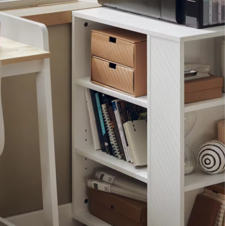 Printertafel op wielen met 7 open vakken – kantoor trolley