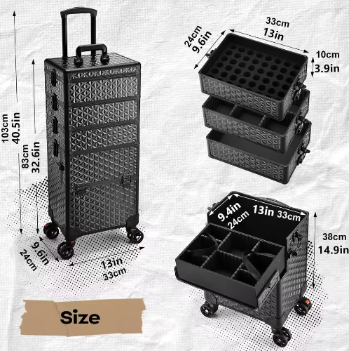 Professionele Make-upkoffer op Wielen – Extra Grote Cosmetische Trolley