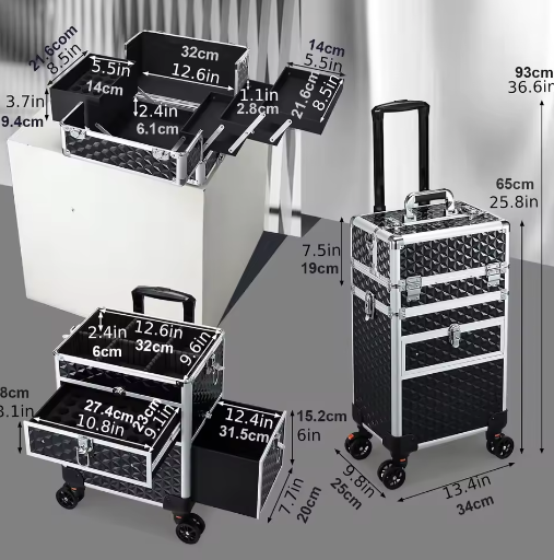 Rollende Make-upkoffer – Professionele Cosmetologie Trolley