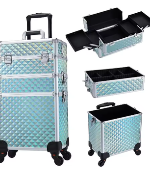 Rollende Make-upkoffer 3-in-1 – Afsluitbare Cosmetologiekoffer op Wielen met Grote Capaciteit