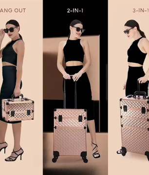 Rollende Make-uptreinkoffer 3-in-1 – Professionele Cosmetische Trolley op Wielen met Grote Opbergruimte