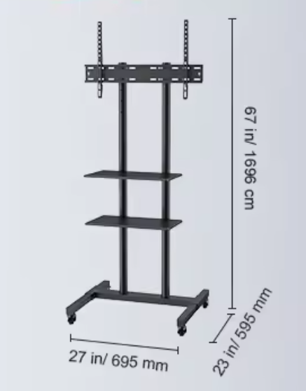 Mobiele TV-standaard op Wielen – In Hoogte Verstelbaar met Dubbele Lade voor AV-apparatuur