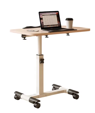 In Hoogte Verstelbare Bovenbedtafel op Wielen – Mobiele Laptoptafel met Kantelbaar Blad