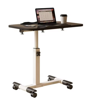 In Hoogte Verstelbare Bovenbedtafel op Wielen – Mobiele Laptoptafel met Kantelbaar Blad