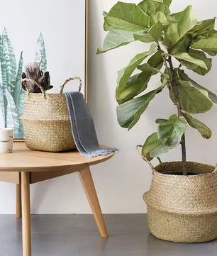 Gevlochten Zeegras Opbergmand – Opvouwbare Wasmand en Hangende Plantenmand
