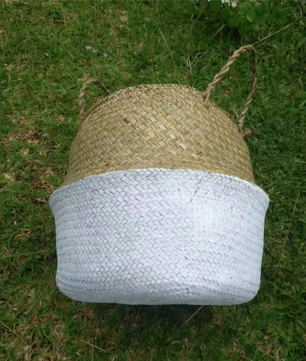 Gevlochten Zeegras Opbergmand – Opvouwbare Wasmand en Hangende Plantenmand