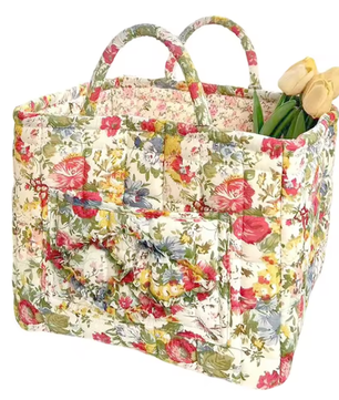 Boho Stoffen Opbergmand – Gewatteerde Wasmand met Grote Capaciteit en Handgrepen