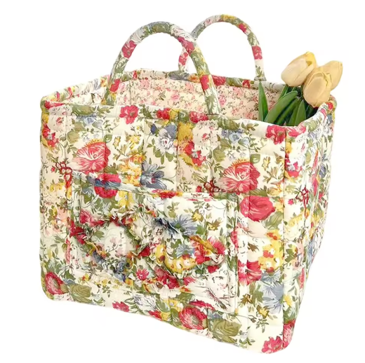 Boho Stoffen Opbergmand – Gewatteerde Wasmand met Grote Capaciteit en Handgrepen