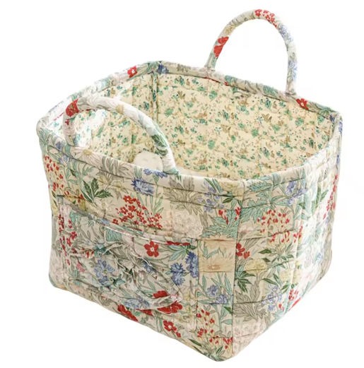 Boho Stoffen Opbergmand – Gewatteerde Wasmand met Grote Capaciteit en Handgrepen