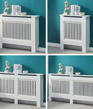 Moderne Witte Radiatorafdekking van MDF – Houten Ombouw met Grilldesign