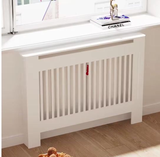 Moderne Witte Radiatorafdekking van MDF – Houten Ombouw met Grilldesign