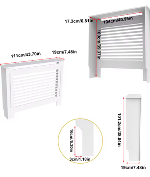 Hoge Houten Radiatorafdekking met Horizontale Latten – Moderne Witte Ombouw