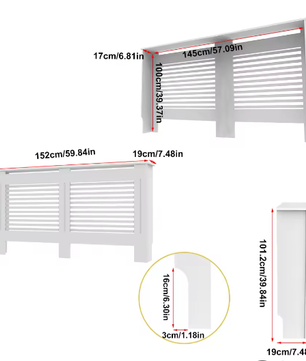 Hoge Houten Radiatorafdekking met Horizontale Latten – Moderne Witte Ombouw