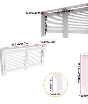 Hoge Houten Radiatorafdekking met Horizontale Latten – Moderne Witte Ombouw