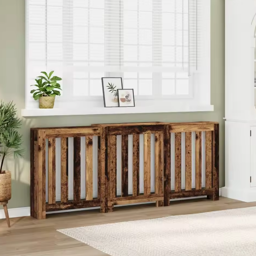 Radiatorafdekking met Houtnerf Ontwerp en Verticale Latten – Stijlvolle Verwarmingsombouw