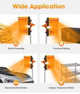 220V Infraroodverfdroger – Snelle Infraroodverwarming voor Auto en Lokaal Verfdrogen