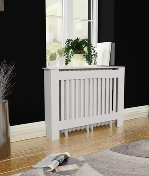 Witte Radiatorcover MDF – Moderne Verwarmingskast met Plank voor Woonkamer