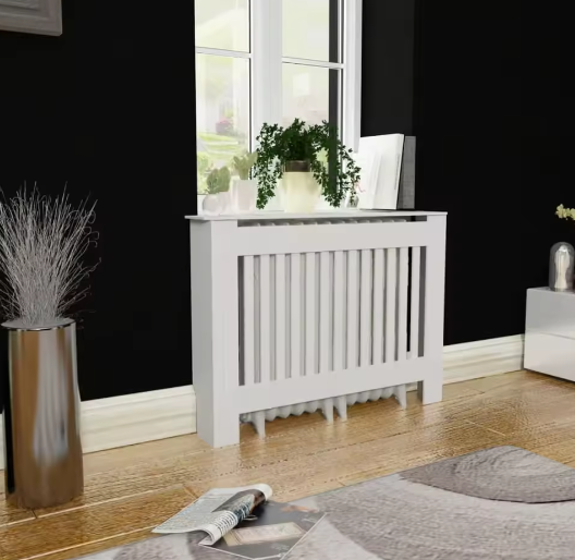 Witte Radiatorcover MDF – Moderne Verwarmingskast met Plank voor Woonkamer