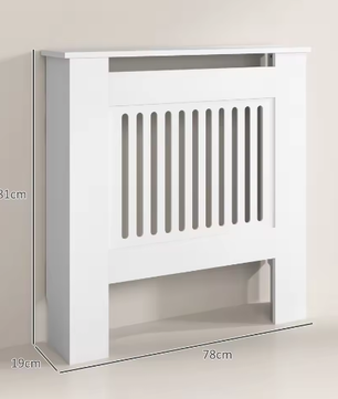 Moderne Witte Radiatorafdekking – MDF Kast met Horizontale Lamellen en Plank