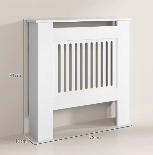 Moderne Witte Radiatorafdekking – MDF Kast met Horizontale Lamellen en Plank