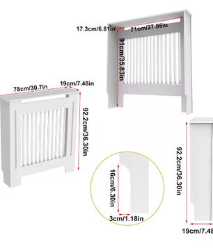 Extra Hoge MDF Radiatorafdekking 92 cm met Latten en Bovenplank