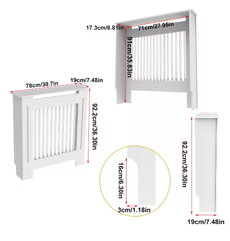 Extra Hoge MDF Radiatorafdekking 92 cm met Latten en Bovenplank