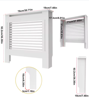 Extra Hoge MDF Radiatorafdekking 92 cm met Latten en Bovenplank