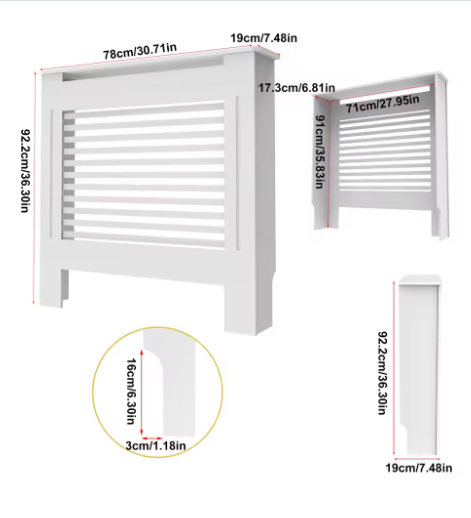 Extra Hoge MDF Radiatorafdekking 92 cm met Latten en Bovenplank