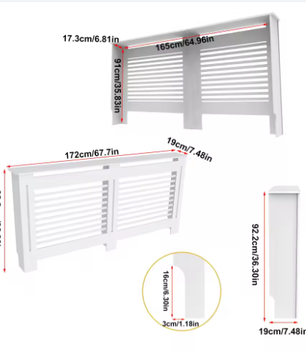 Extra Hoge MDF Radiatorafdekking 92 cm met Latten en Bovenplank