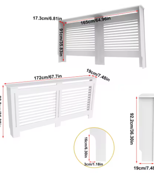 Extra Hoge MDF Radiatorafdekking 92 cm met Latten en Bovenplank