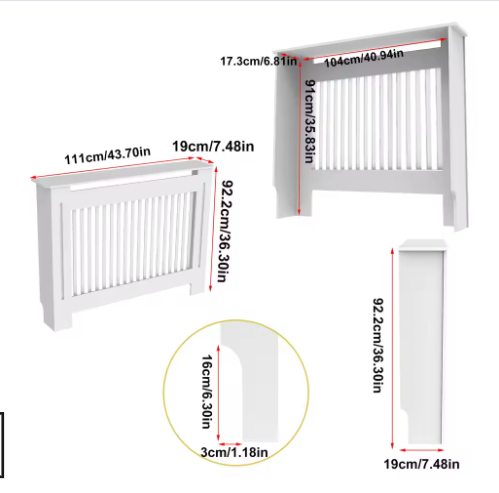 Extra Hoge MDF Radiatorafdekking 92 cm met Latten en Bovenplank