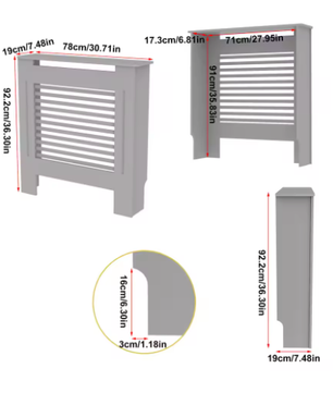 Extra Hoge MDF Radiatorafdekking 92 cm met Latten en Bovenplank