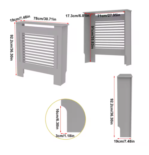 Extra Hoge MDF Radiatorafdekking 92 cm met Latten en Bovenplank