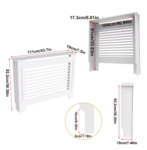Moderne Houten Radiatorafdekking met Horizontale Latten en Plank