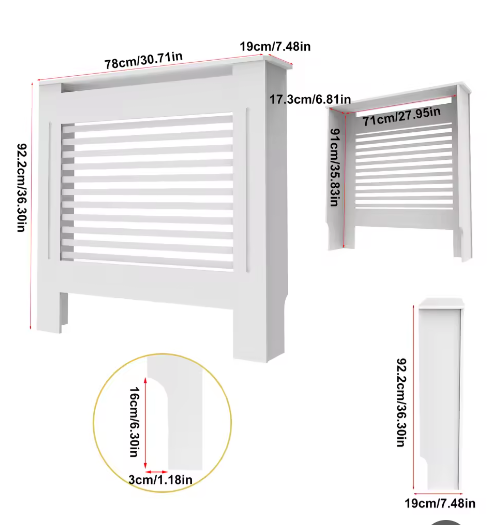 Moderne Houten Radiatorafdekking met Horizontale Latten en Plank