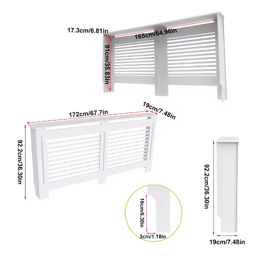 Moderne Houten Radiatorafdekking met Horizontale Latten en Plank